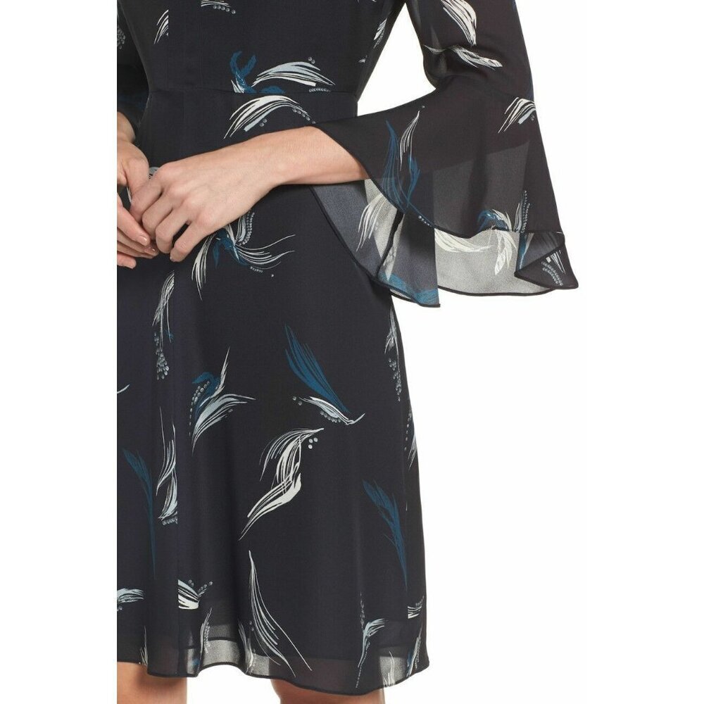 Classiques Entier Dress Bell Sleeve A-line Print Silk Floral Print SZ 6 New $299 - Picture 4 of 6